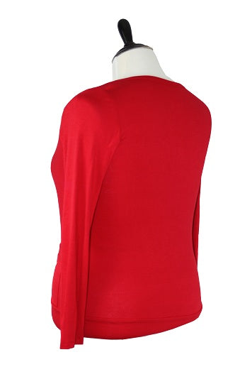 Cozy Comfort: Long Sleeve Red Sweater with Sleep-Fit Design