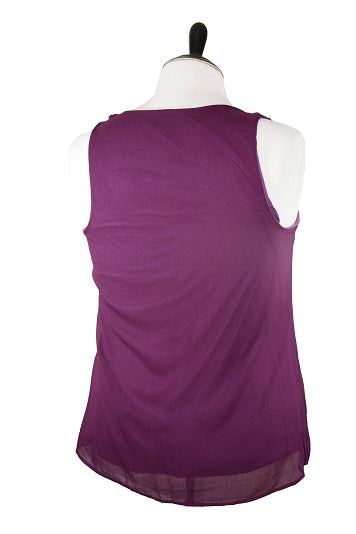 Elegant Dark Purple Sleeveless Lace Top