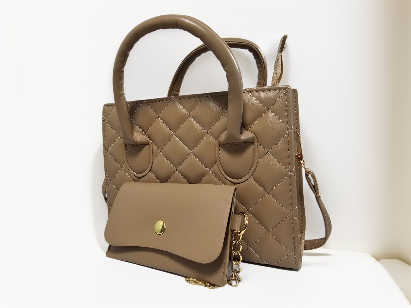 Elegant PU Leather Small Shoulder Messenger Handbag with Matching Mini Purse – Luxury Women's Crossbody Bag